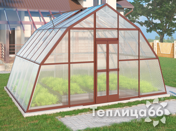 Теплица Рада Балхаш из поликарбоната, 5х4 метра, коричневая